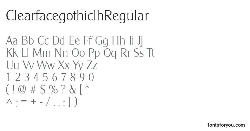 Czcionka ClearfacegothiclhRegular – alfabet, cyfry, specjalne znaki