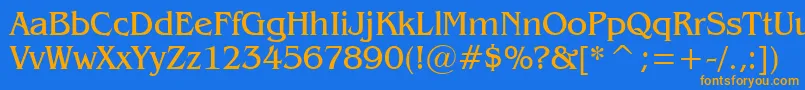 Gazette Font – Orange Fonts on Blue Background