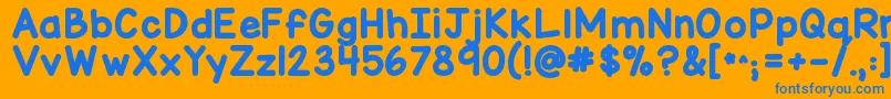 フォントKgmisskindymarker – オレンジの背景に青い文字