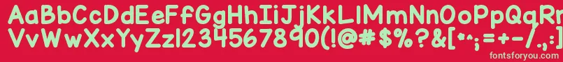 フォントKgmisskindymarker – 赤い背景に緑の文字