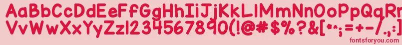 フォントKgmisskindymarker – ピンクの背景に赤い文字