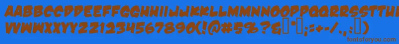 DamnNoisyKids Font – Brown Fonts on Blue Background