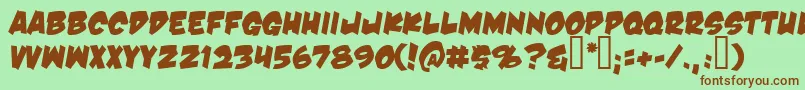 DamnNoisyKids Font – Brown Fonts on Green Background