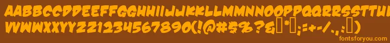 DamnNoisyKids Font – Orange Fonts on Brown Background