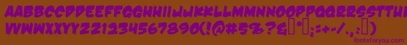 DamnNoisyKids-Schriftart – Violette Schriften auf braunem Hintergrund