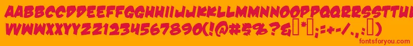 DamnNoisyKids Font – Red Fonts on Orange Background