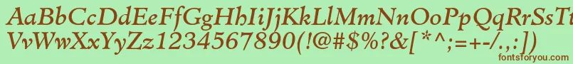 MinisterstdBookitalic Font – Brown Fonts on Green Background