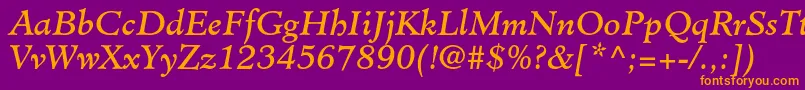 MinisterstdBookitalic Font – Orange Fonts on Purple Background