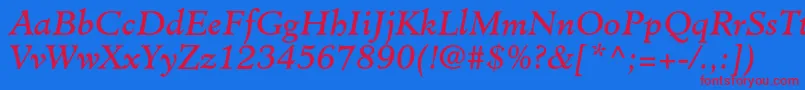 Шрифт MinisterstdBookitalic – красные шрифты на синем фоне