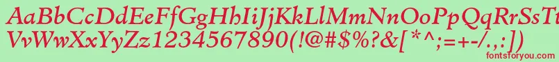 MinisterstdBookitalic Font – Red Fonts on Green Background