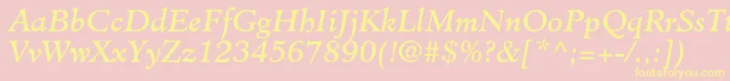 MinisterstdBookitalic Font – Yellow Fonts on Pink Background