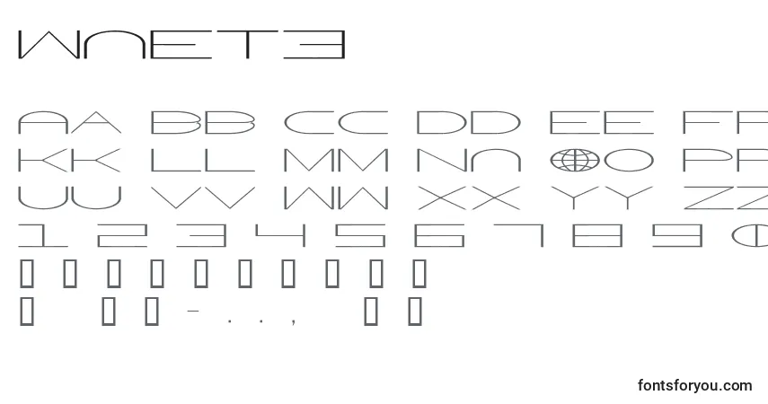 A fonte Wnet3 – alfabeto, números, caracteres especiais