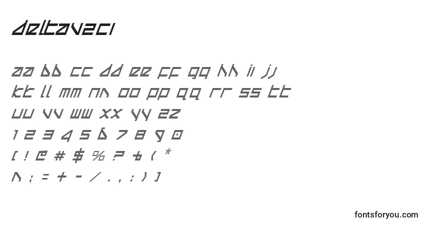 Schriftart Deltav2ci – Alphabet, Zahlen, spezielle Symbole