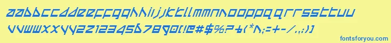 フォントDeltav2ci – 青い文字が黄色の背景にあります。