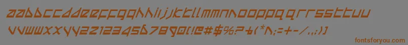 フォントDeltav2ci – 茶色の文字が灰色の背景にあります。