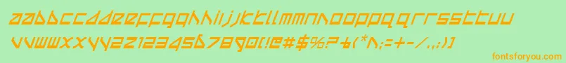 Deltav2ci-Schriftart – Orangefarbene Schriften auf grünem Hintergrund