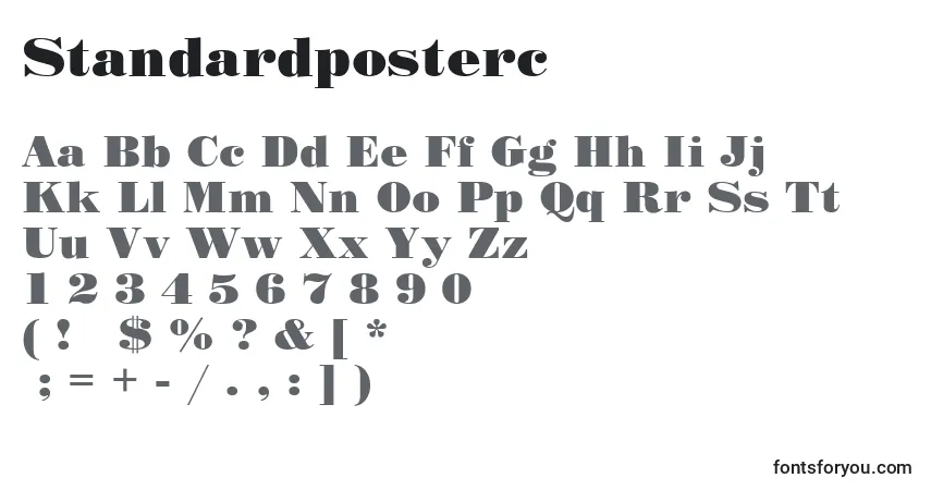 A fonte Standardposterc – alfabeto, números, caracteres especiais