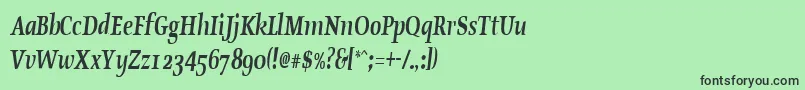 OldstylecondensedBoldItalic Font – Black Fonts on Green Background