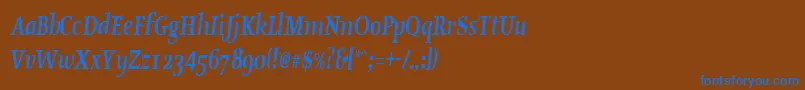 OldstylecondensedBoldItalic Font – Blue Fonts on Brown Background