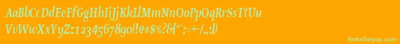 OldstylecondensedBoldItalic Font – Green Fonts on Orange Background