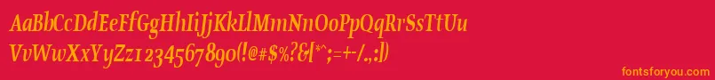 OldstylecondensedBoldItalic Font – Orange Fonts on Red Background