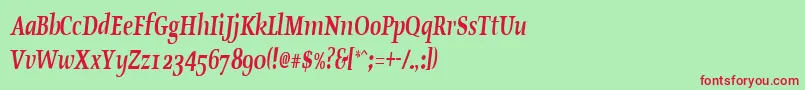 OldstylecondensedBoldItalic Font – Red Fonts on Green Background