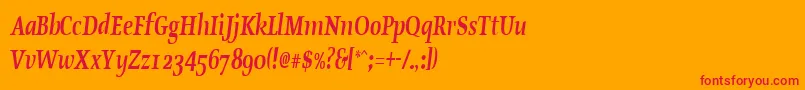 OldstylecondensedBoldItalic Font – Red Fonts on Orange Background
