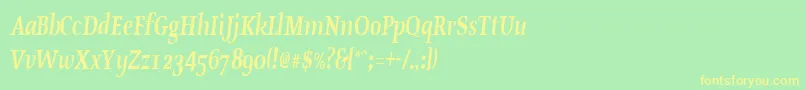 OldstylecondensedBoldItalic Font – Yellow Fonts on Green Background