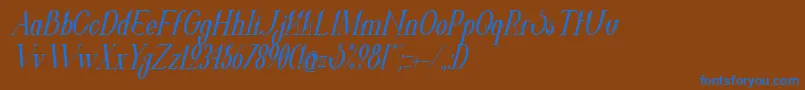 ValkyrieBoldCondensedItalic Font – Blue Fonts on Brown Background