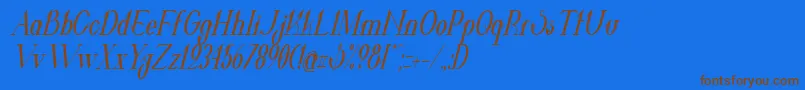 フォントValkyrieBoldCondensedItalic – 茶色の文字が青い背景にあります。