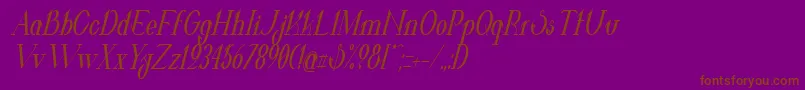 ValkyrieBoldCondensedItalic-Schriftart – Braune Schriften auf violettem Hintergrund