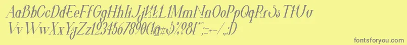 フォントValkyrieBoldCondensedItalic – 黄色の背景に灰色の文字