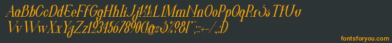 フォントValkyrieBoldCondensedItalic – 黒い背景にオレンジの文字