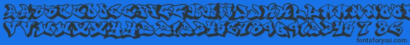 Graffonti.3D.Drop Font – Black Fonts on Blue Background