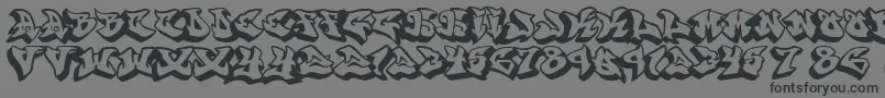 フォントGraffonti.3D.Drop – 黒い文字の灰色の背景