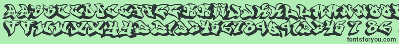 Graffonti.3D.Drop-Schriftart – Schwarze Schriften auf grünem Hintergrund