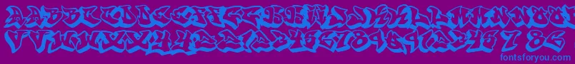 Graffonti.3D.Dropフォントについての詳細 フォントGraffonti.3D.Drop – 紫色の背景に青い文字