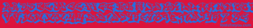 Fonte Graffonti.3D.Drop – fontes azuis em um fundo vermelho