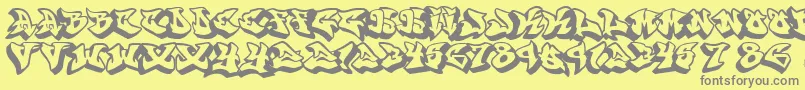 Graffonti.3D.Drop-Schriftart – Graue Schriften auf gelbem Hintergrund