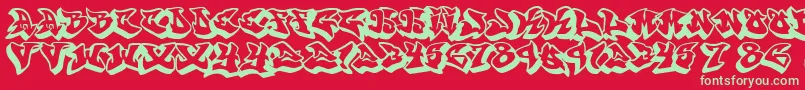 Police Graffonti.3D.Drop – polices vertes sur fond rouge