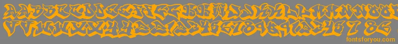 Graffonti.3D.Drop-Schriftart – Orangefarbene Schriften auf grauem Hintergrund