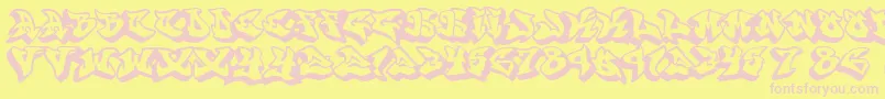 Graffonti.3D.Drop-Schriftart – Rosa Schriften auf gelbem Hintergrund