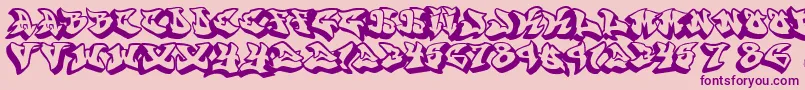 Police Graffonti.3D.Drop – polices violettes sur fond rose