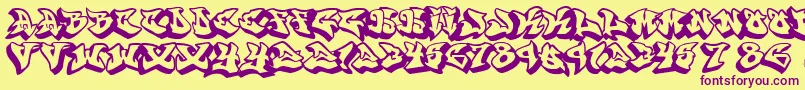 Graffonti.3D.Drop-Schriftart – Violette Schriften auf gelbem Hintergrund
