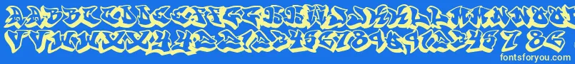 fuente Graffonti.3D.Drop – Fuentes Amarillas Sobre Fondo Azul