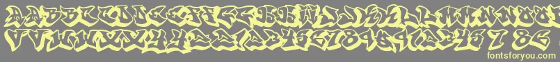 Graffonti.3D.Drop-fontti – keltaiset fontit harmaalla taustalla