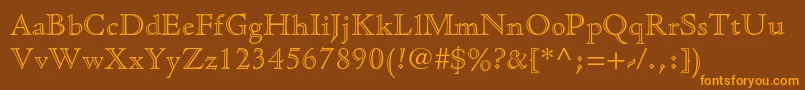 CloisterstdOpenface-Schriftart – Orangefarbene Schriften auf braunem Hintergrund