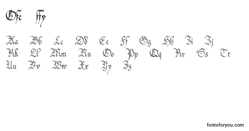 Schriftart Ofc ffy – Alphabet, Zahlen, spezielle Symbole