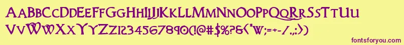 Woodgodbold Font – Purple Fonts on Yellow Background