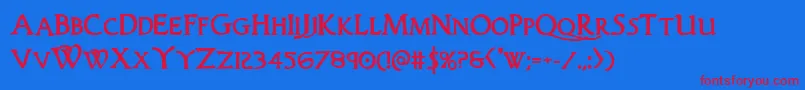 Woodgodbold Font – Red Fonts on Blue Background